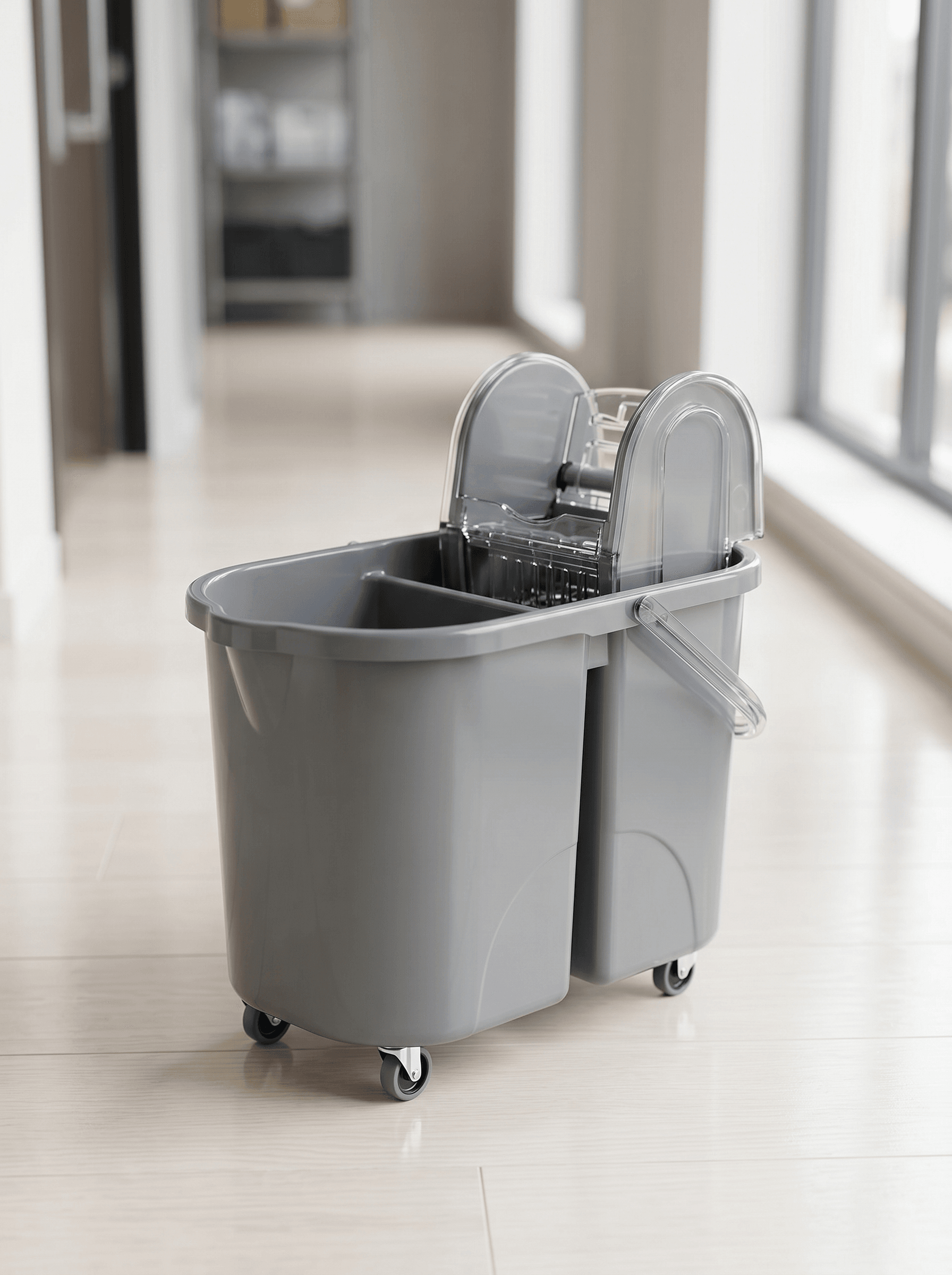 Twin-compartment double mop bucket