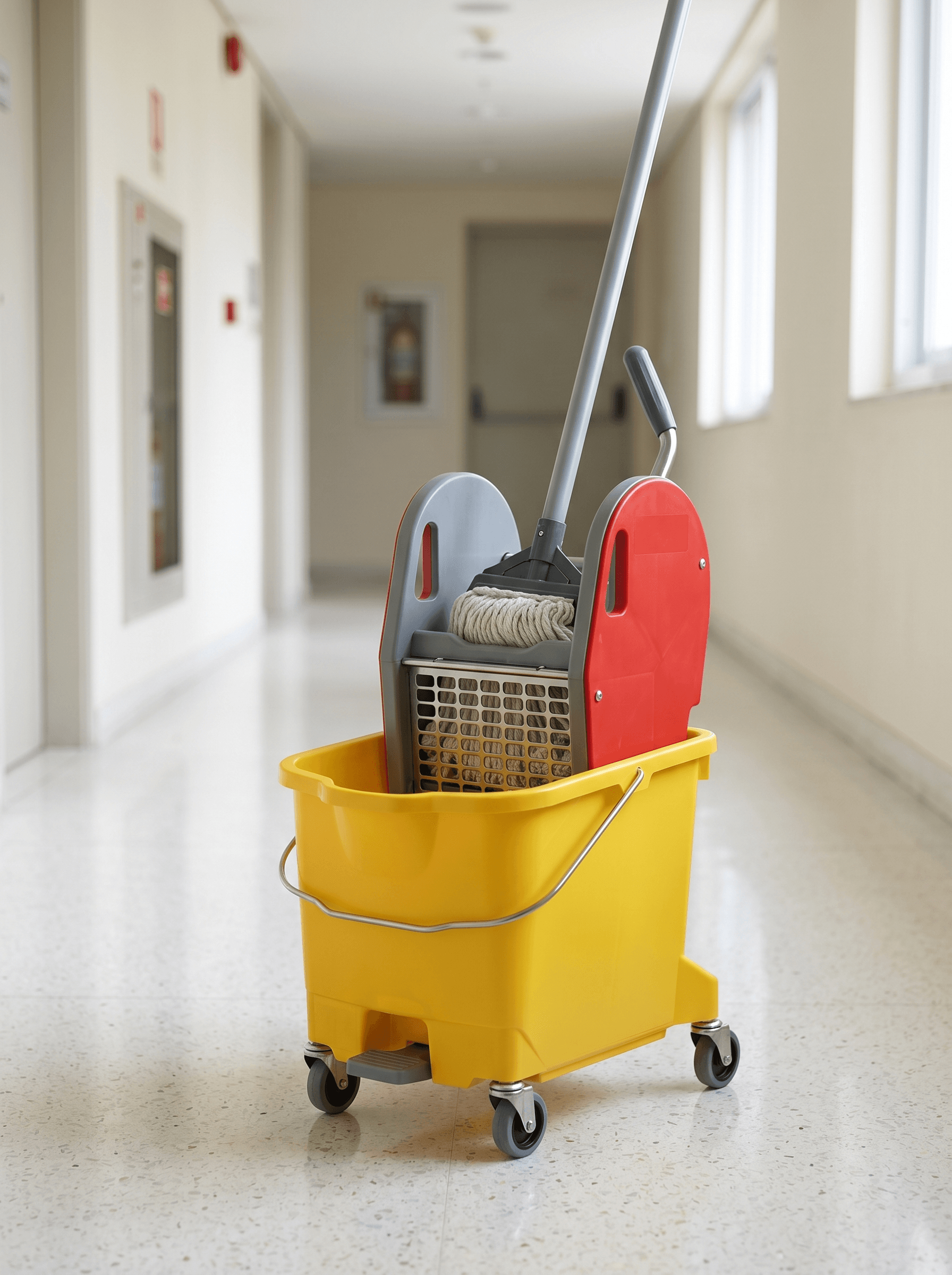 Bucket-mounted down-press mop wringer