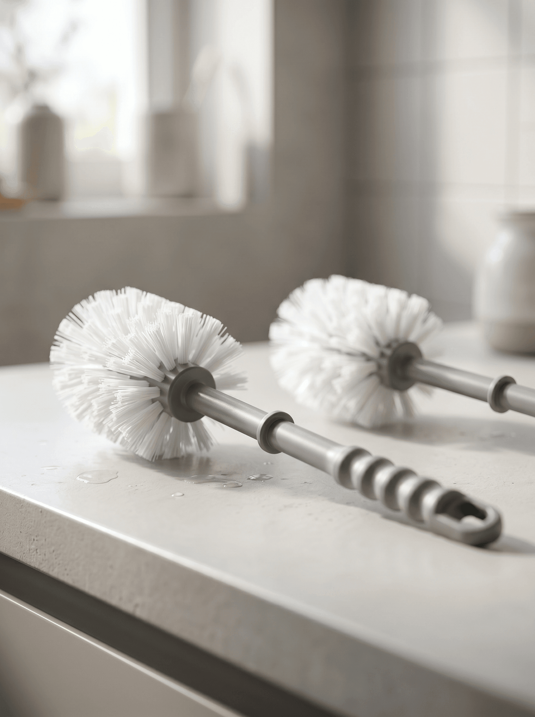 Round toilet brush with container