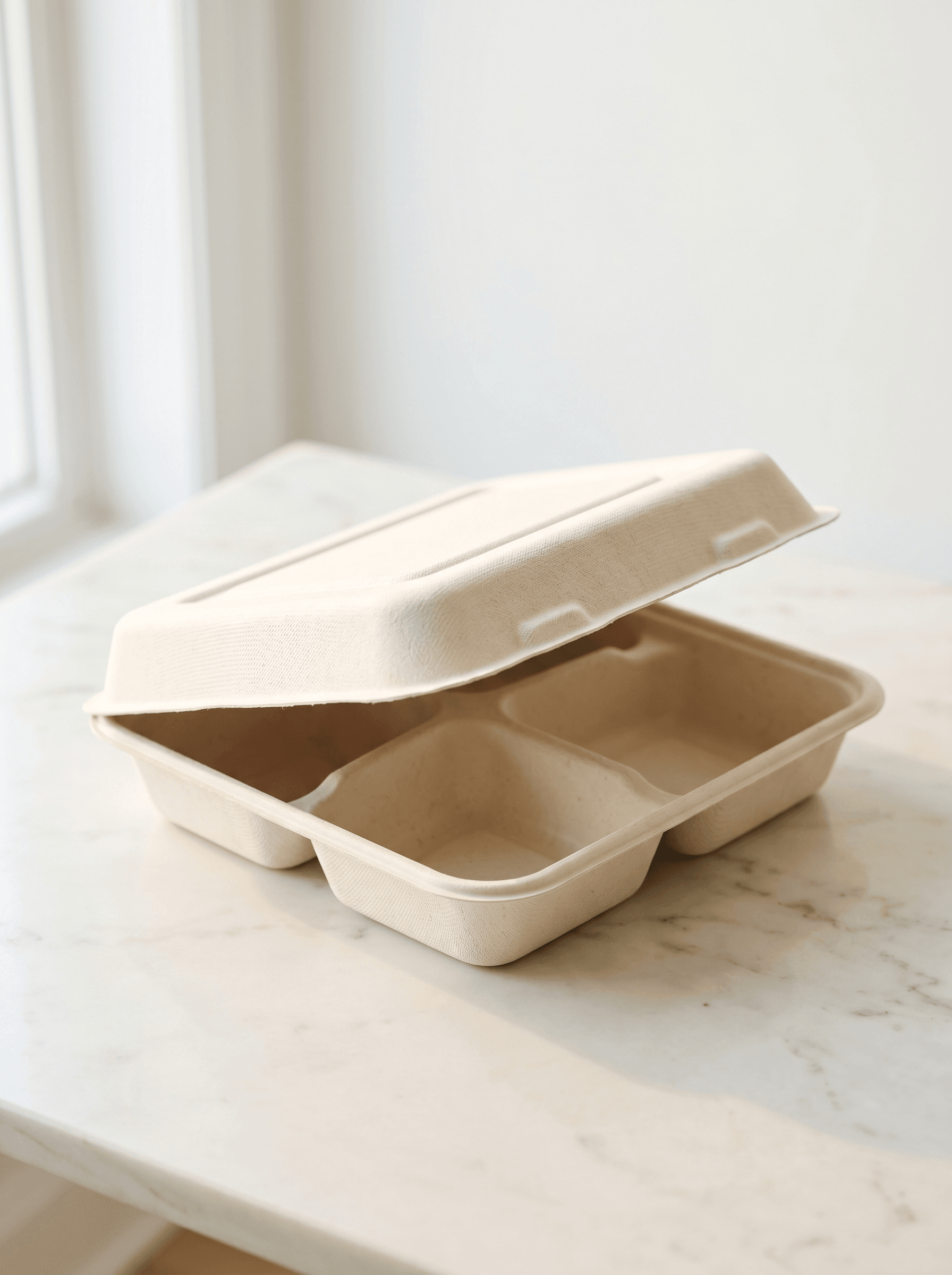 Bagasse multi compartment meal tray with lid