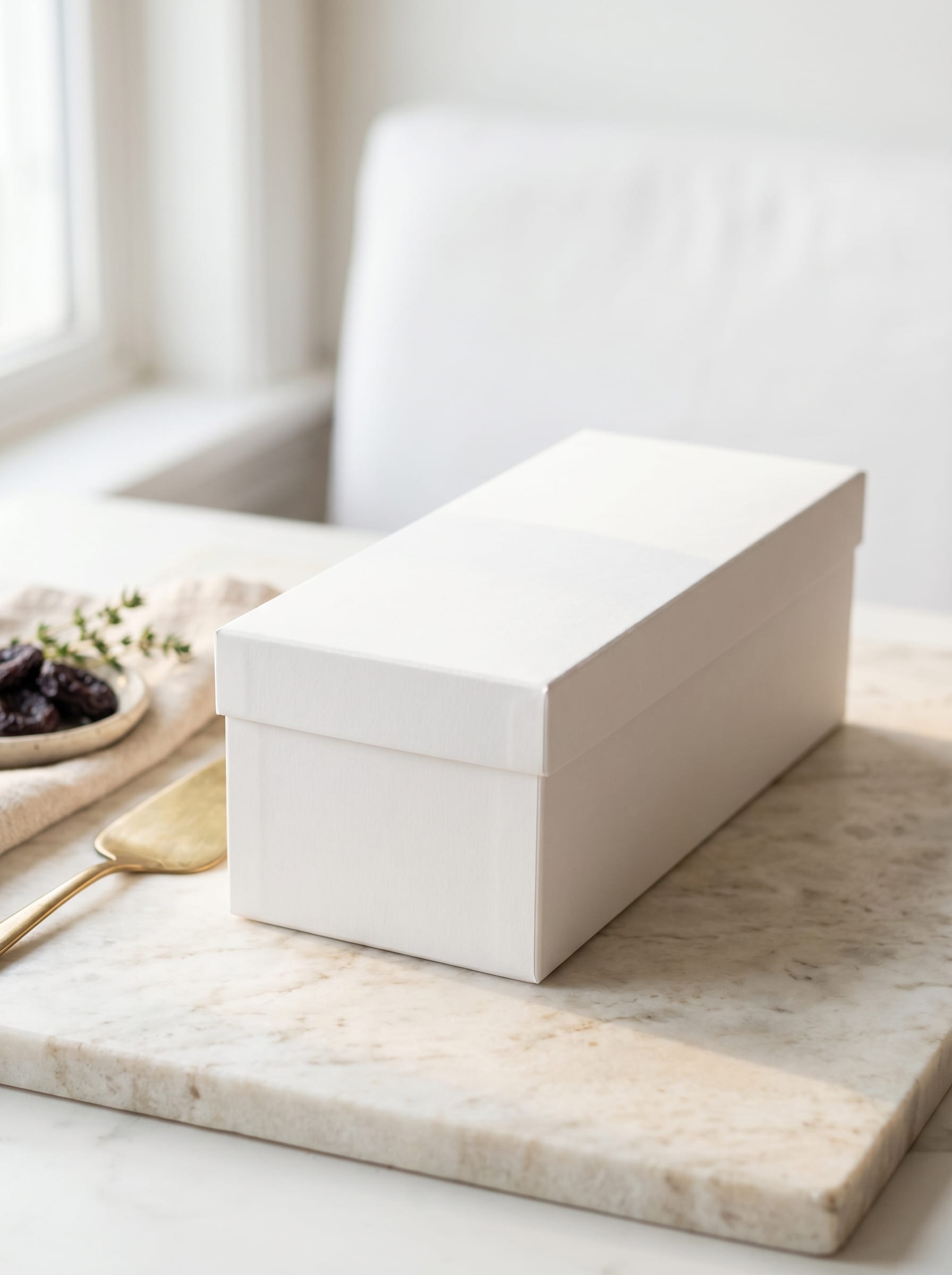White rectangular loaf cake box
