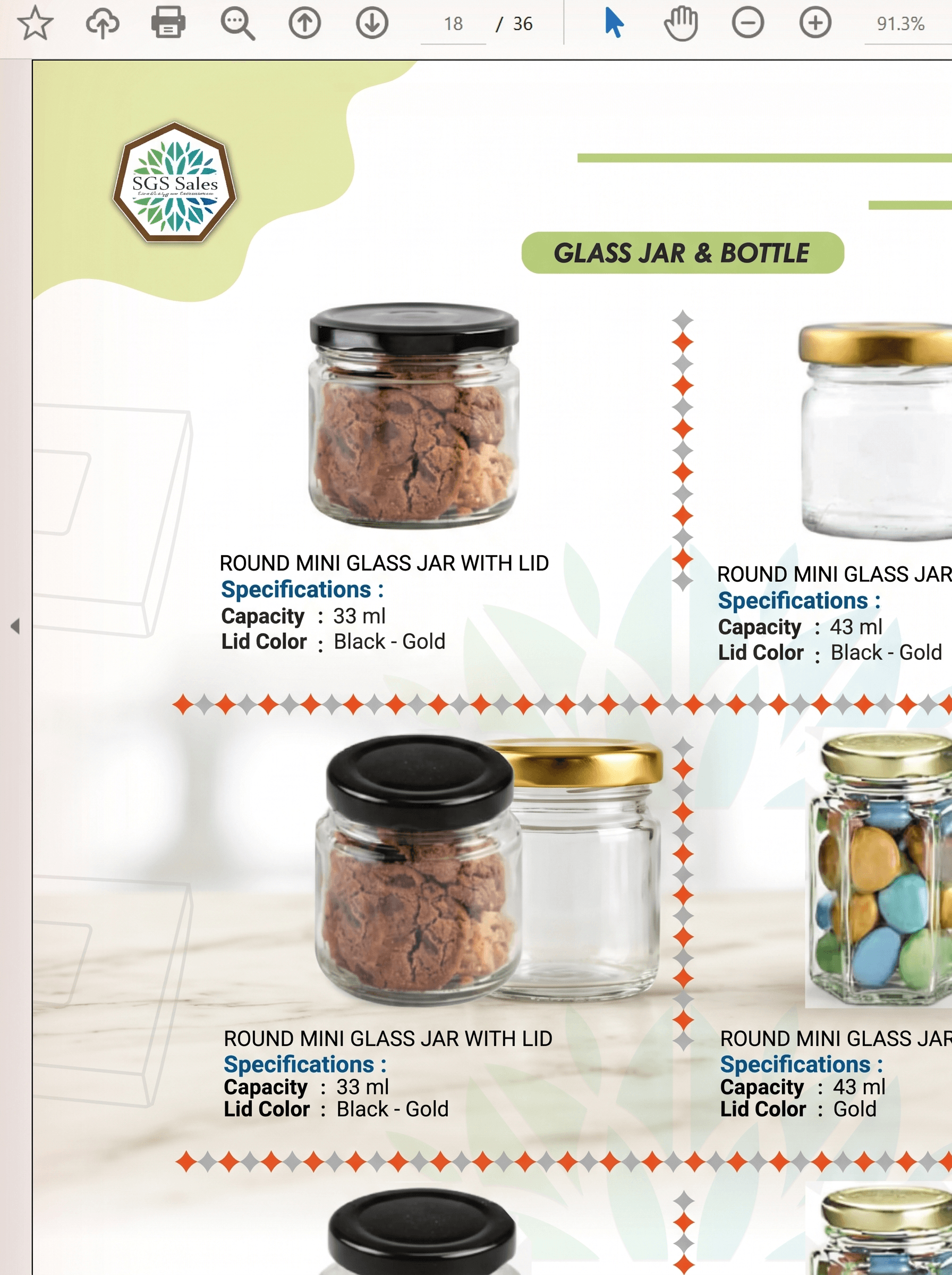 Round mini glass jar with gold metallic lid