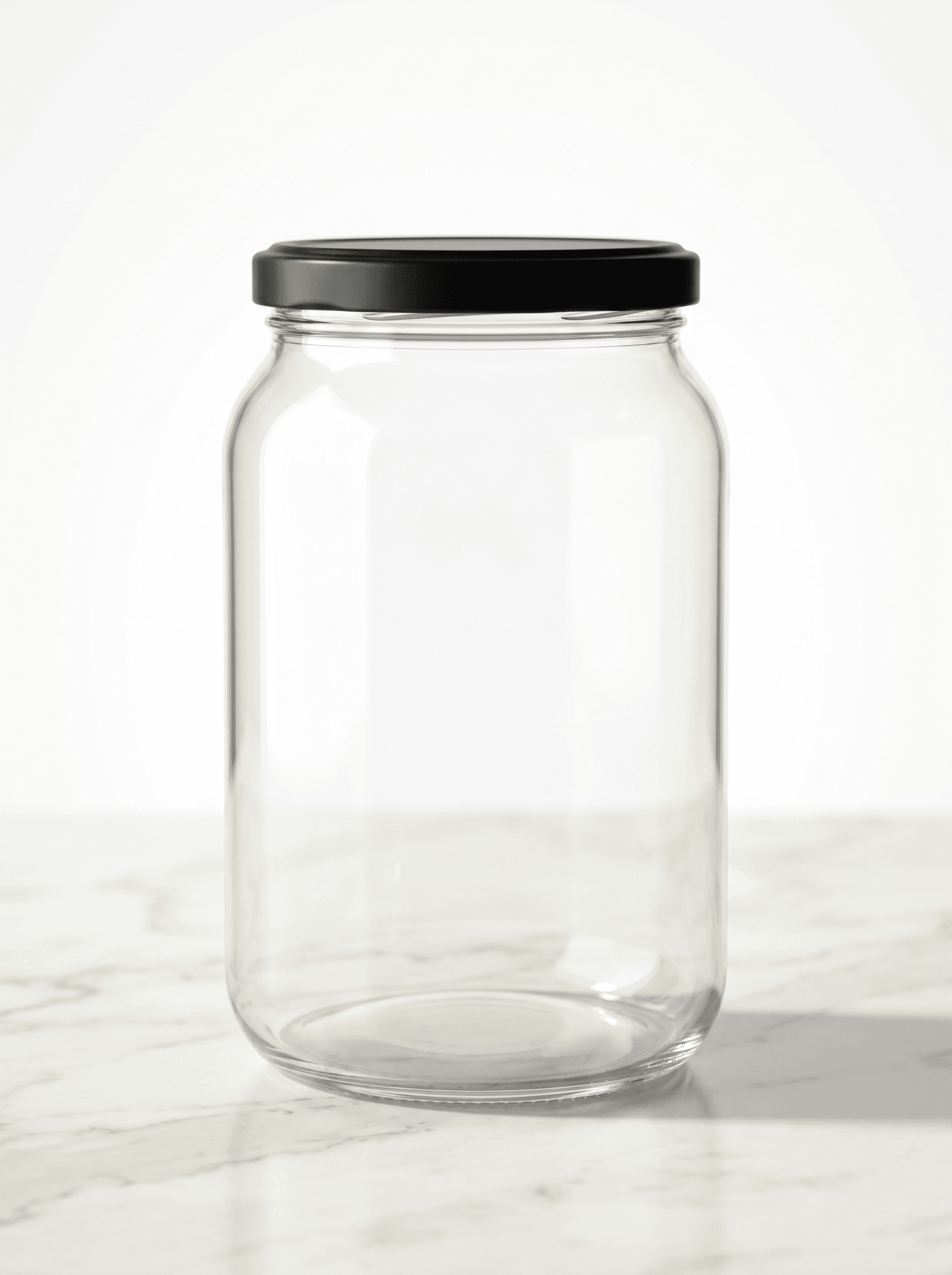 Large round glass jar 1000ml with black lid