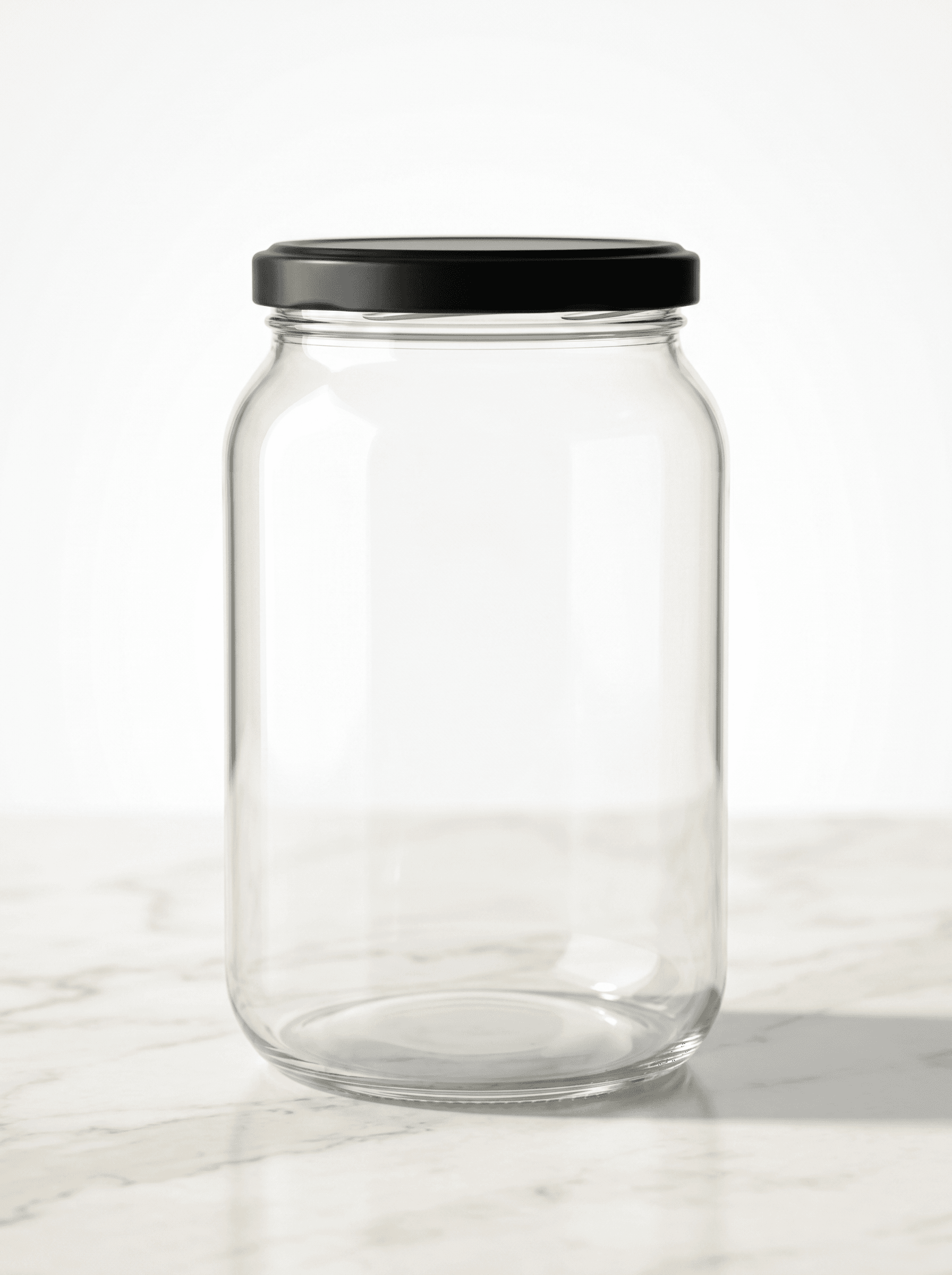 Large round glass jar 1000ml with black lid