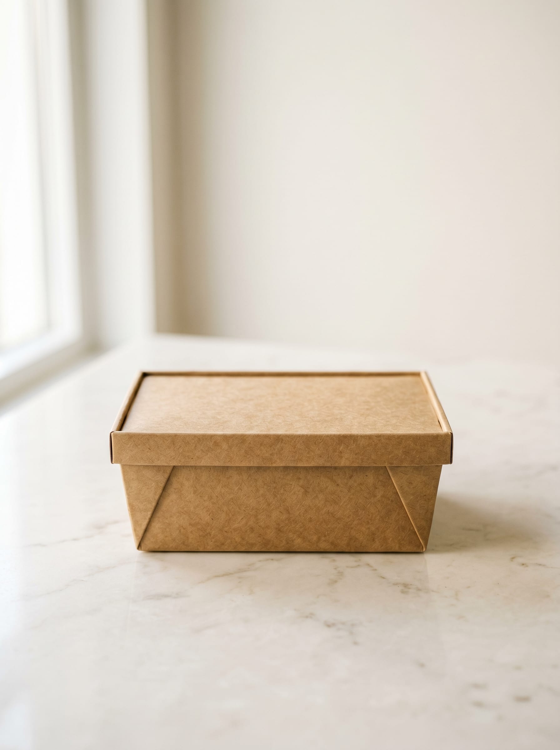 Kraft paper rectangular bowl with clear lid