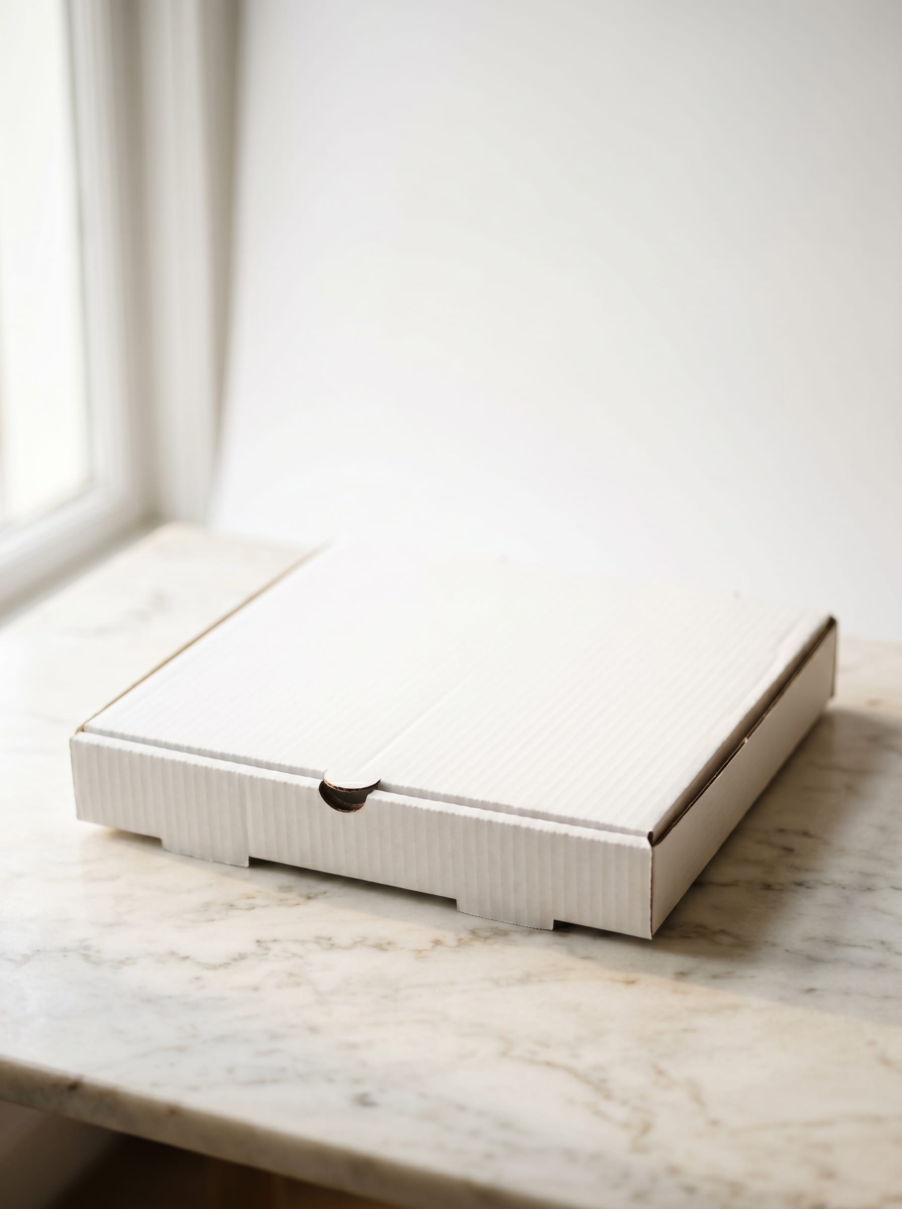 White corrugated pizza box