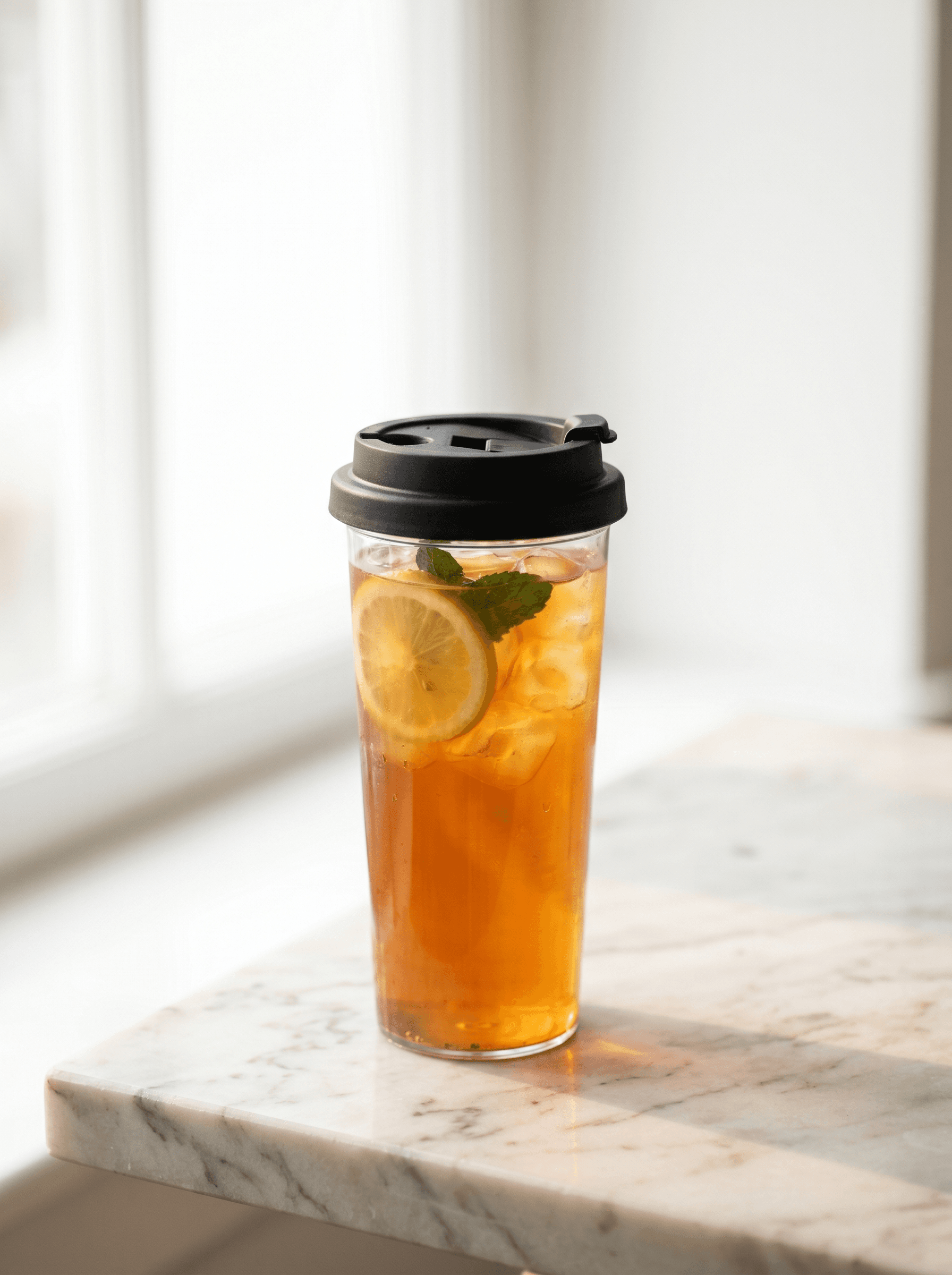 Clear sipper cup with black flip spout lid
