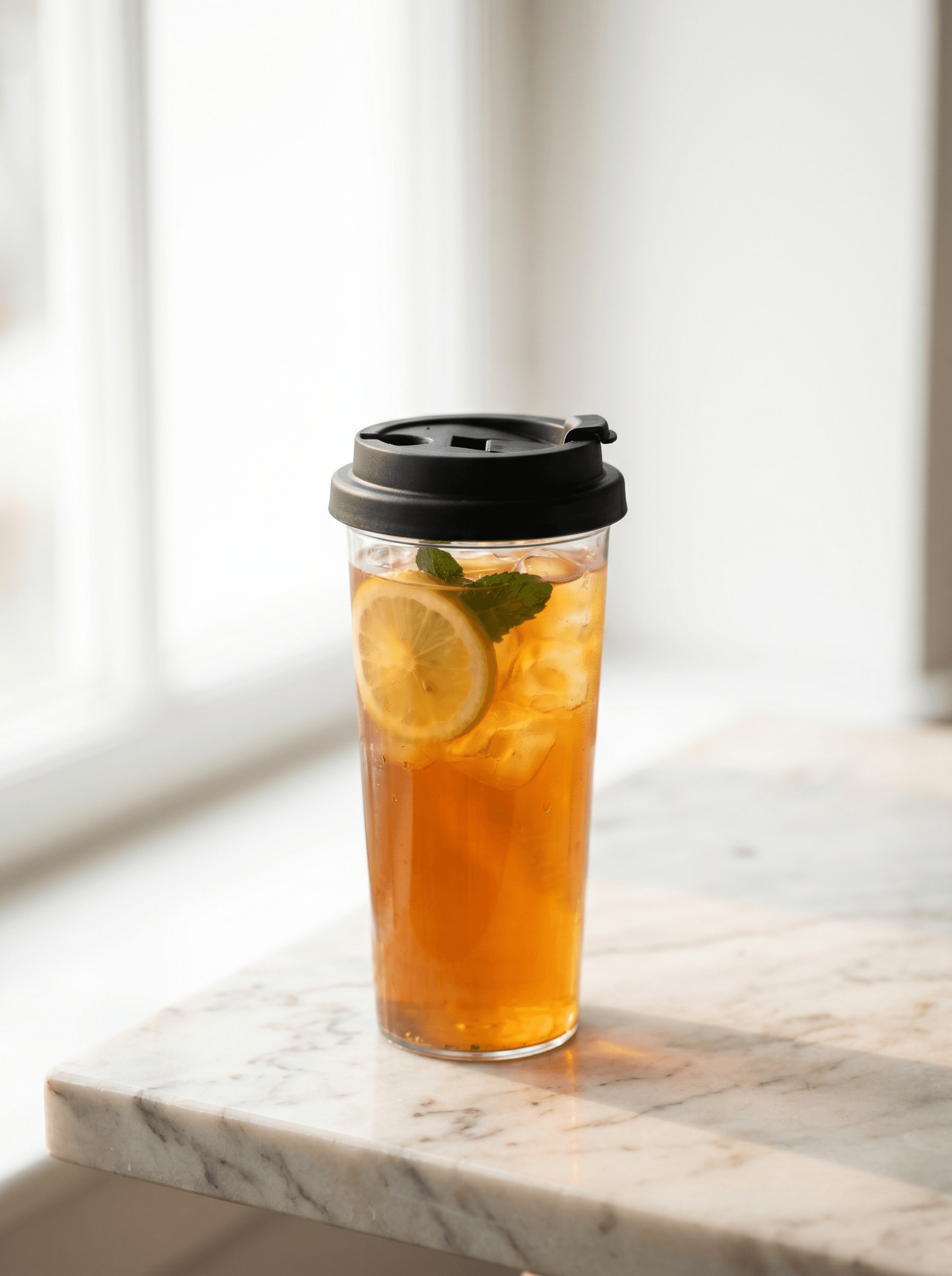 Clear sipper cup with black flip spout lid