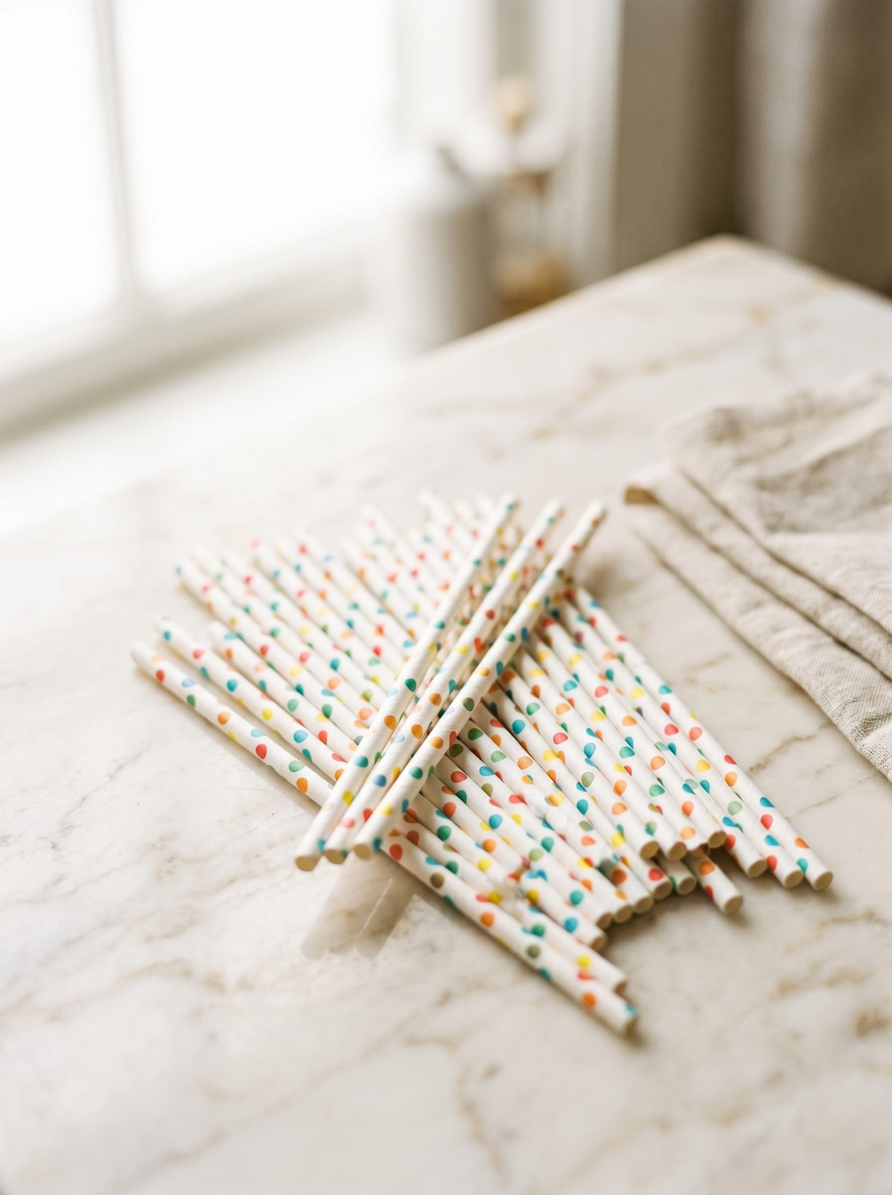 Polka dot paper drinking straws