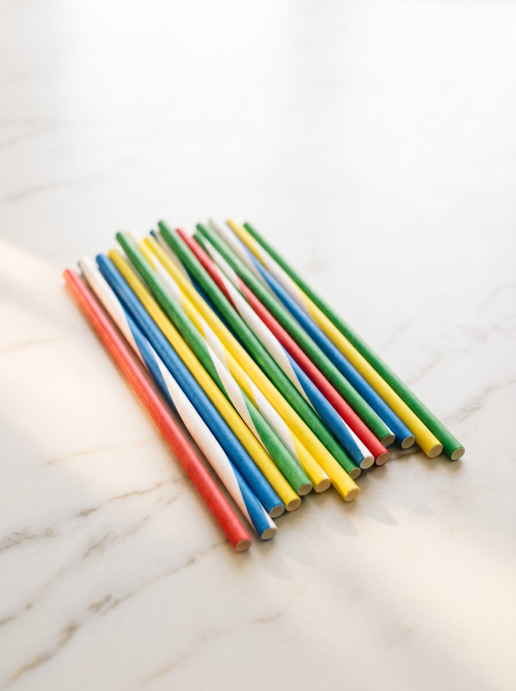 Striped paper drinking straws colourful