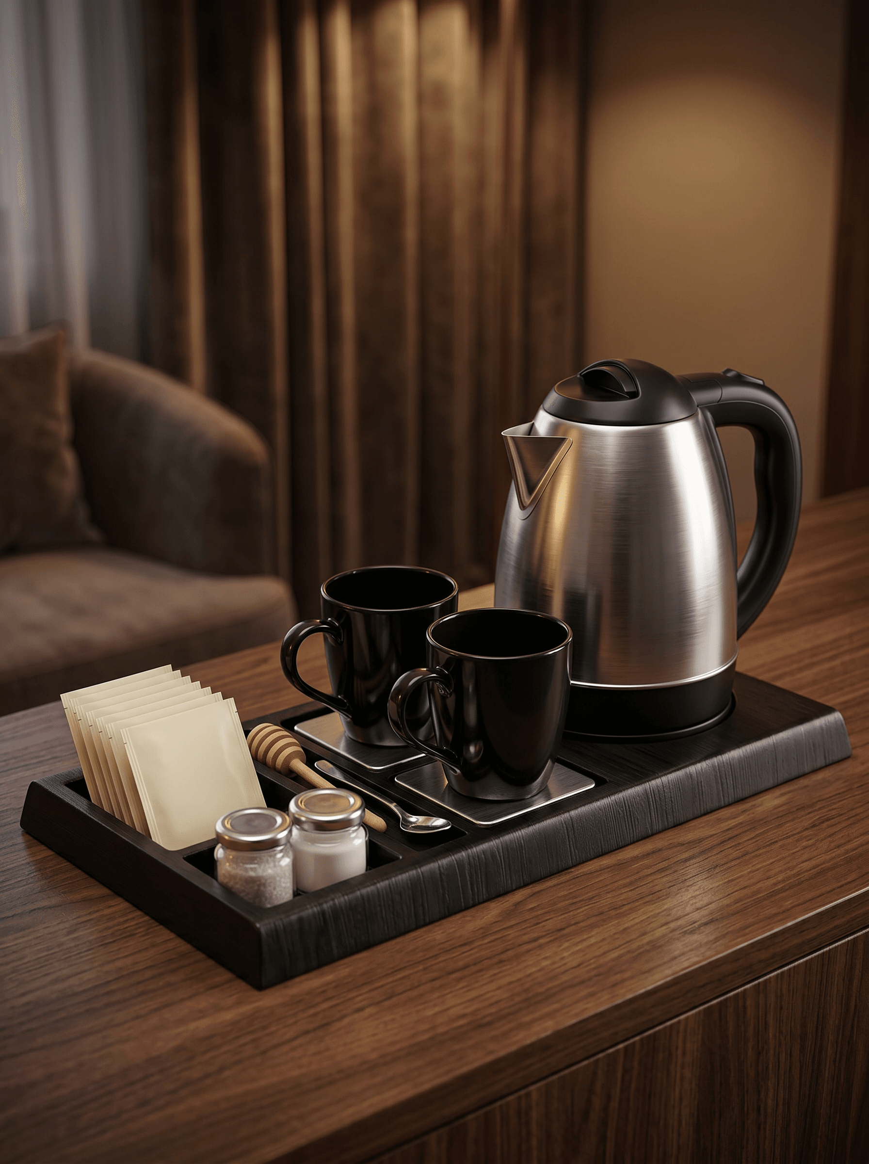 In-Room Kettle Trays & Electric Kettles for hotels